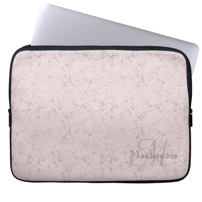 Monogram-Individuelle Name mit rosa Blush-Rosa-Mar Laptopschutzhülle (Vorderseite)