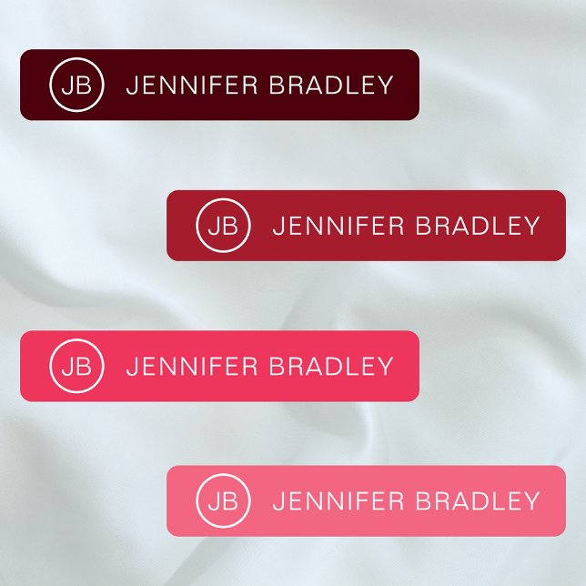 Monogram Individuelle Name Modern Red Pink Girl Etiketten (Von Creator hochgeladen)