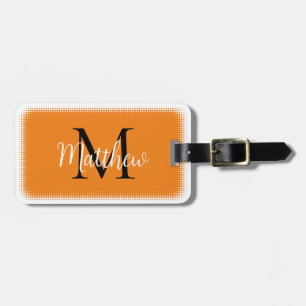 Monogram Individuelle Name Orange Gepäckanhänger