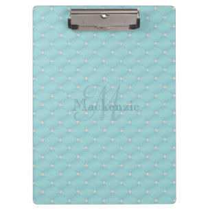 Monogram Individuelle Name Quilt Design Türkis Aqu Klemmbrett