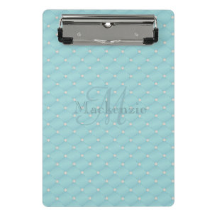 Monogram Individuelle Name Quilt Design Türkis Aqu Mini Klemmbrett