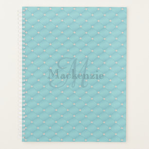Monogram Individuelle Name Quilt Design Türkis Aqu Planer