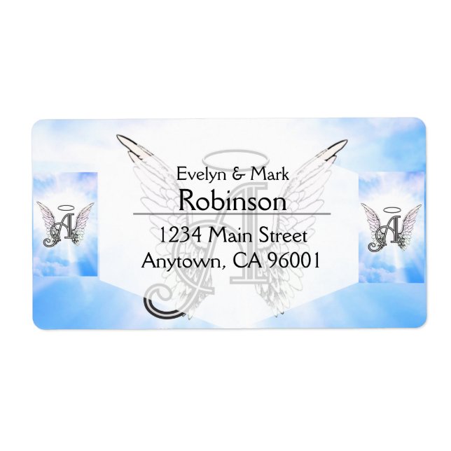 Monogram Initial A, Angel Wings & Halo mit Wolken (Vorne)