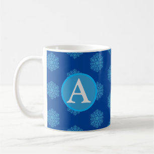 Monogram Initial "A" Blue Snowflakes Coffee Tasse