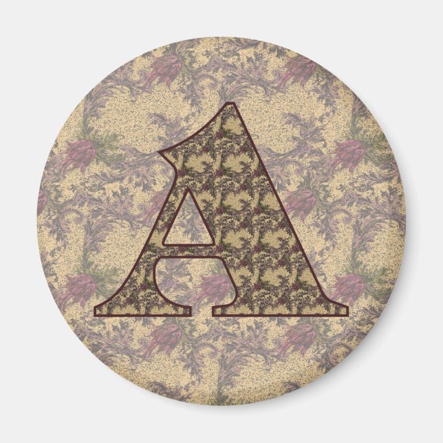Monogram Initial A Elegant Floral Magnet (Vorne)