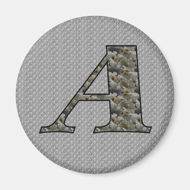 Monogram Initial A Hydrangea Floral Magnet (Vorne)