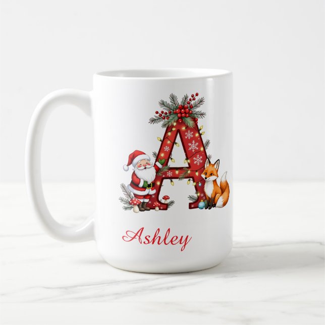 Monogram initial A Santa merry Christmas  Kaffeetasse (Links)