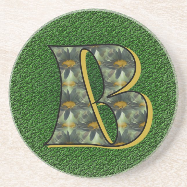Monogram Initial B Black Daisies Drink Untersetzer (Vorne)