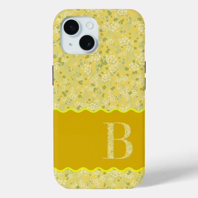 MONOGRAM INITIAL B GELBE KLEINE BLUME Case-Mate iPhone HÜLLE (Rückseite)