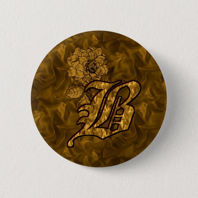 Monogram Initial B Gold Peony Button (Vorderseite)