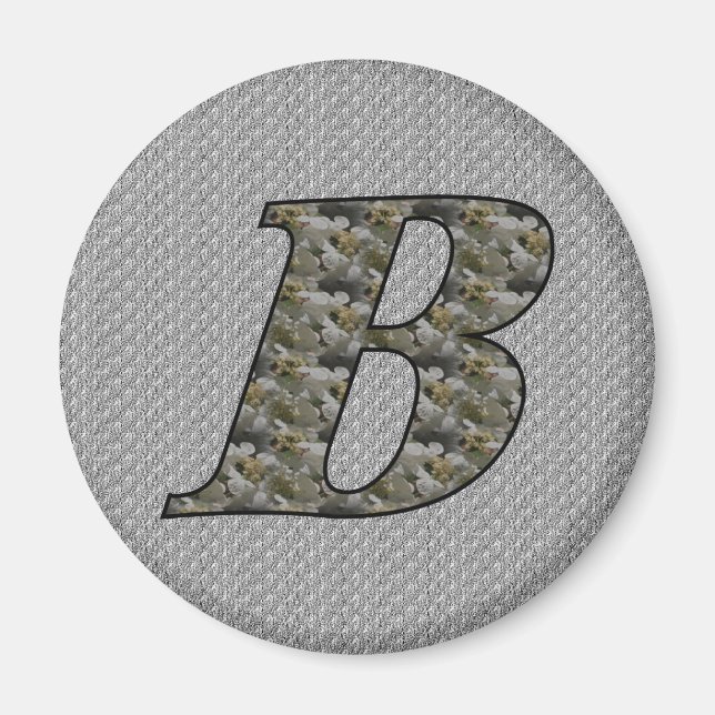 Monogram Initial B Hydrangea Floral Magnet (Vorne)