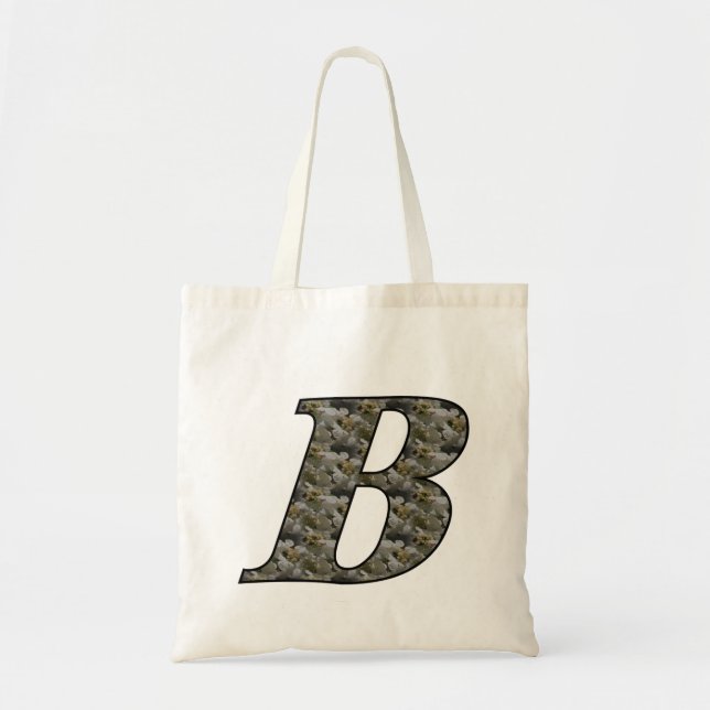 Monogram Initial B Hydrangea Floral Tote Bag Tragetasche (Vorne)