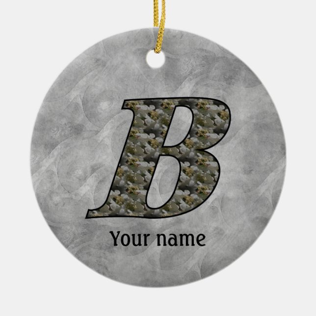Monogram Initial B Hydrangea Flowers Personalized Keramik Ornament (Vorne)