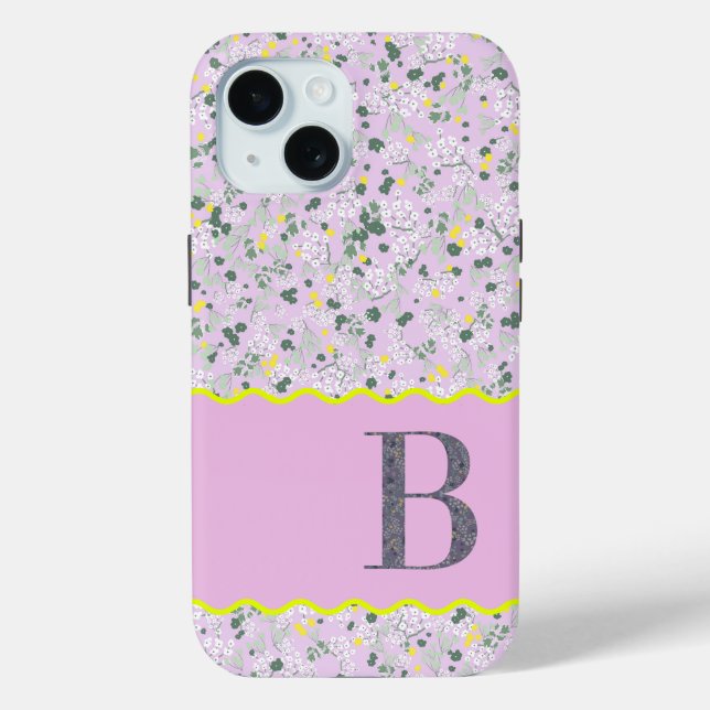 MONOGRAM INITIAL B LILAC KLEINE BLUME Case-Mate iPhone HÜLLE (Rückseite)