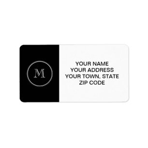 Monogram, initial Black High End Colored Adressaufkleber