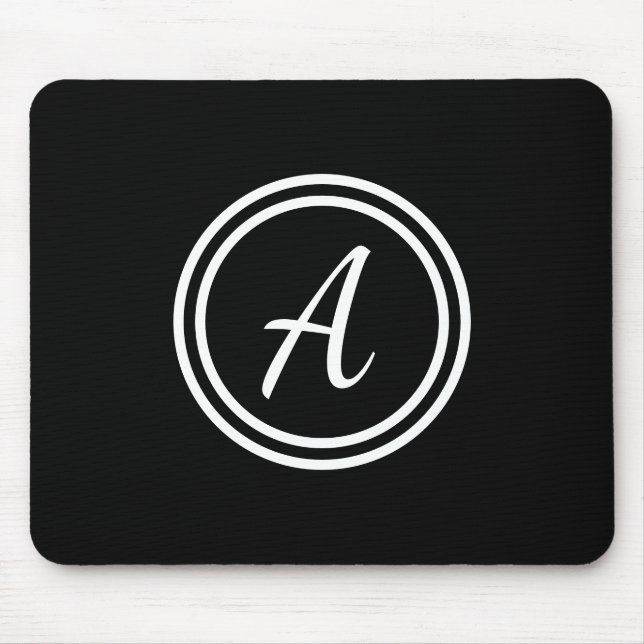 Monogram Initial Black & White Niedlich Simple Mousepad (Vorne)