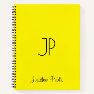 Monogram, Initial Bright Yellow Notizbuch