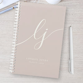 Monogram Initial Business Planner Script rosa Planer