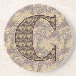 Monogram, Initial C Elegant Floral Drink Untersetz Sandstein Untersetzer