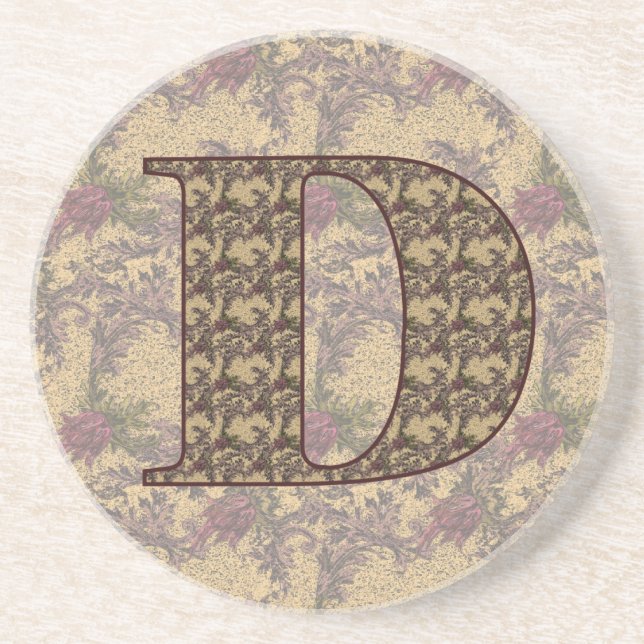 Monogram Initial D Elegant Floral Drink Untersetze Getränkeuntersetzer (Vorne)