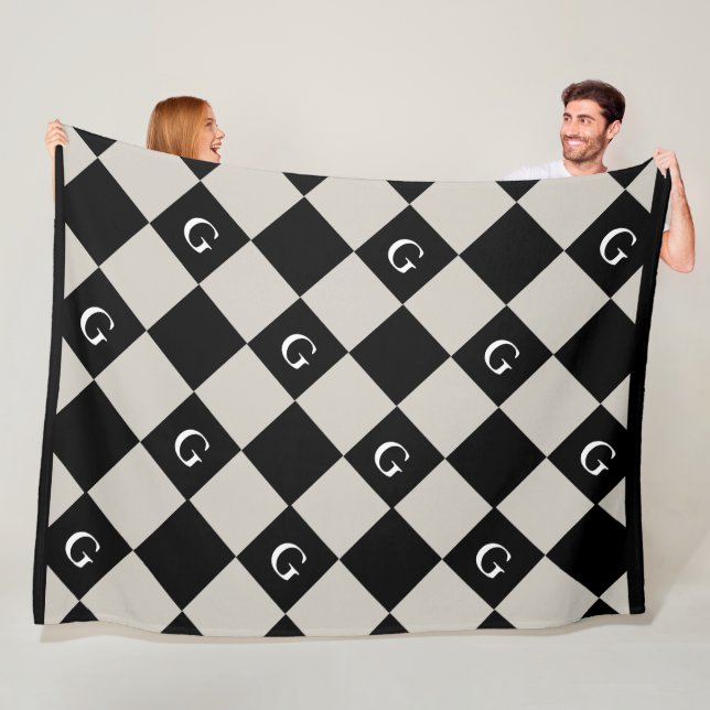 Monogram Initial Diamond - Luxury Look Blanket Fleecedecke (Beispiel)