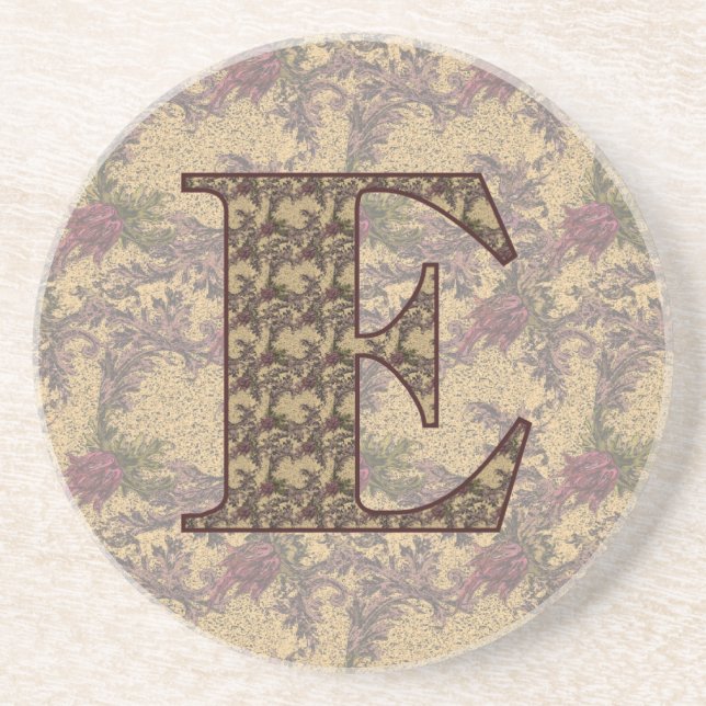 Monogram Initial E Elegant Floral Drink Untersetze Getränkeuntersetzer (Vorne)