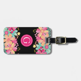 Monogram, Initial Floral Painting Luggage Bag ID Gepäckanhänger