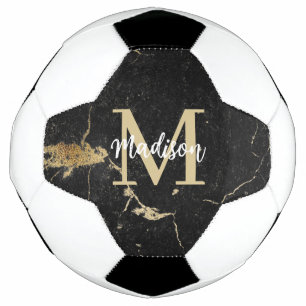 Monogram-Initial-Gold-Black-Marmor Fußball