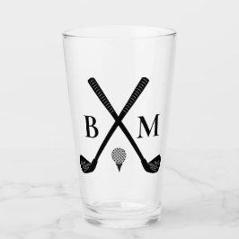 Monogram Initial Golf Club Elegant Template Beer Glas