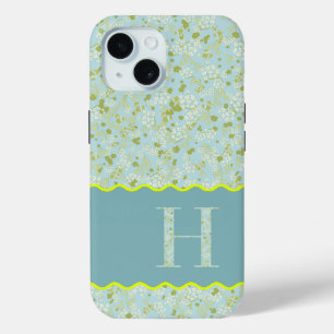 MONOGRAM INITIAL H ACQUA KLEINE BLUME Case-Mate iPhone HÜLLE