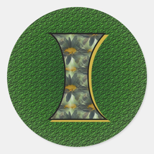 Monogram Initial I Black Daisies Sticker (Vorderseite)