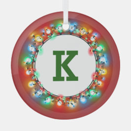 Monogram Initial in Holiday Lights Ornament Aus Glas