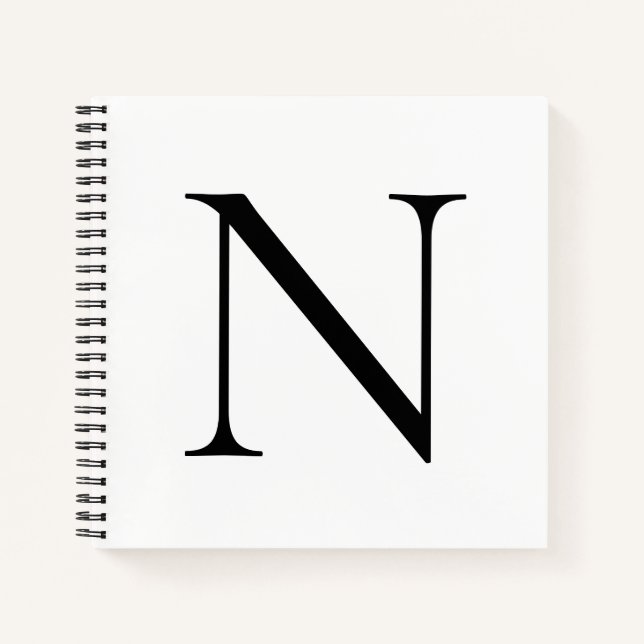 Monogram, initial individualized White Black Notizbuch (Vorderseite)
