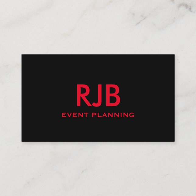 Monogram Initial Individuelle Name Black Red Einfa Visitenkarte (Vorderseite)