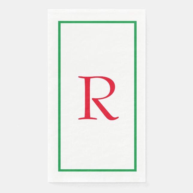 Monogram Initial Individuelle Name Red Green Cool Serviette (Vorderseite)