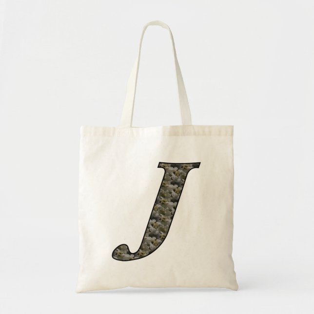 Monogram Initial J Hydrangea Floral Tote Bag Tragetasche (Vorne)