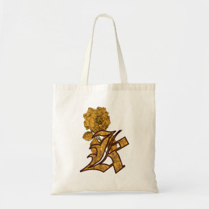 Monogram Initial K Gold Peony Tote Bag Tragetasche
