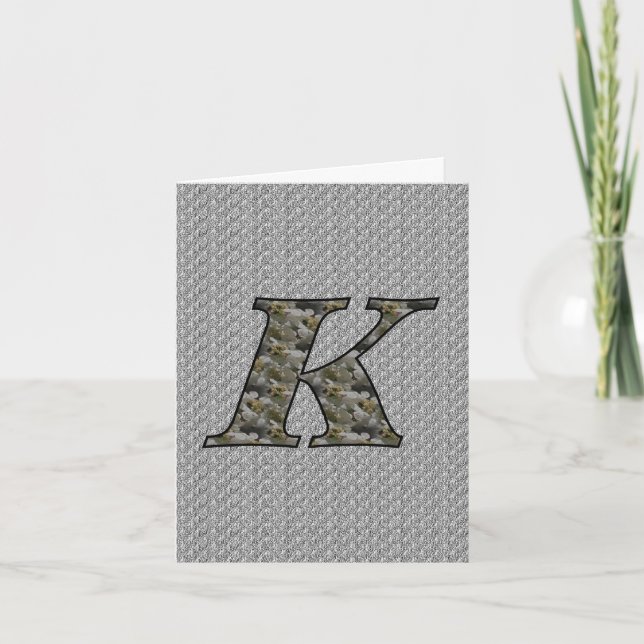 Monogram Initial K Hydrangea Floral Card (Vorderseite)