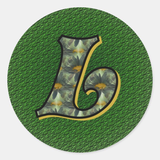 Monogram Initial L Black Daisies Aufkleber (Vorderseite)