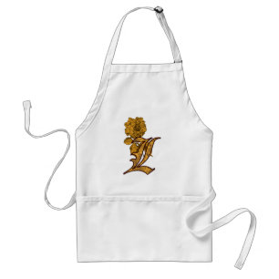 Monogram Initial L Gold Peony Schürze