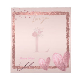 Monogram Initial Letter L Hübsche Rose Gold Notepa Notizblock