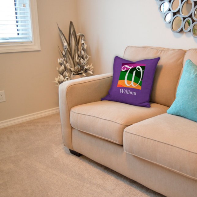 Monogram Initial Letter Lavender Throw Pillow Kissen (Von Creator hochgeladen)