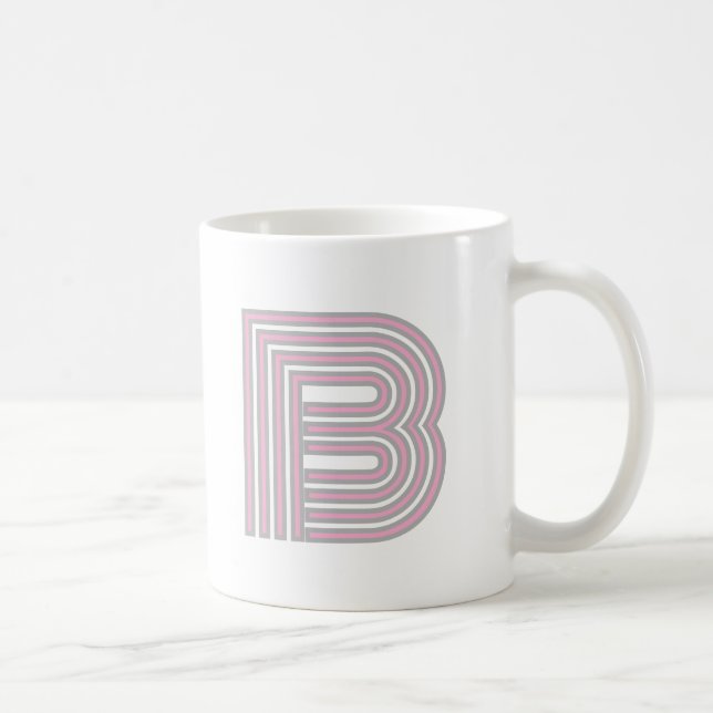 Monogram Initial Letter Simple Minimal Modern Pink Kaffeetasse (Rechts)
