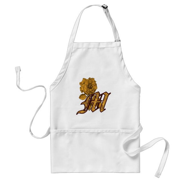 Monogram Initial M Gold Peony Schürze (Vorne)