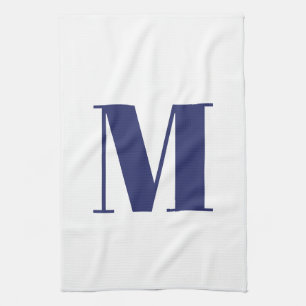 Monogram Initial Marineblau Blau, modern elegant Geschirrtuch