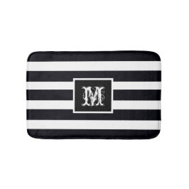 Monogram Initial Modern Classic Black and White Badematte