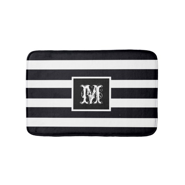 Monogram Initial Modern Classic Black and White Badematte (Vorderseite)