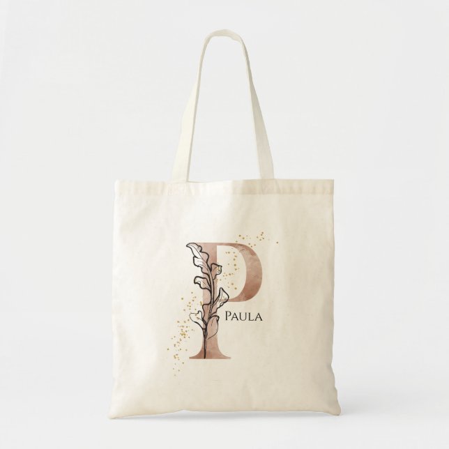 Monogram, Initial Modern Letter P Boho Personalisi Tragetasche (Vorne)