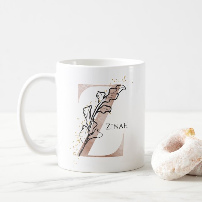 Monogram Initial Modern Letter Z Boho Personalisie Kaffeetasse (Mit Donut)