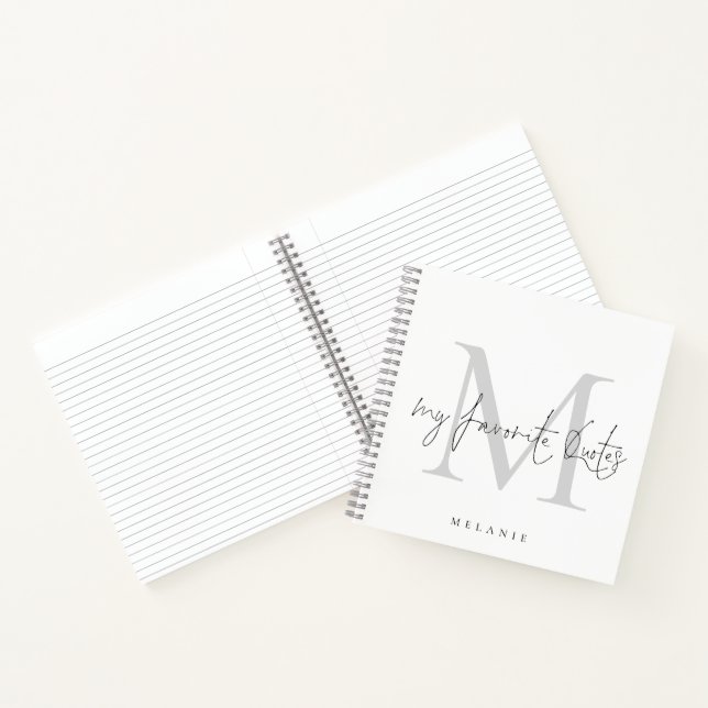 Monogram Initial My Favorite Quotes Script Notizbuch (Innenseite)